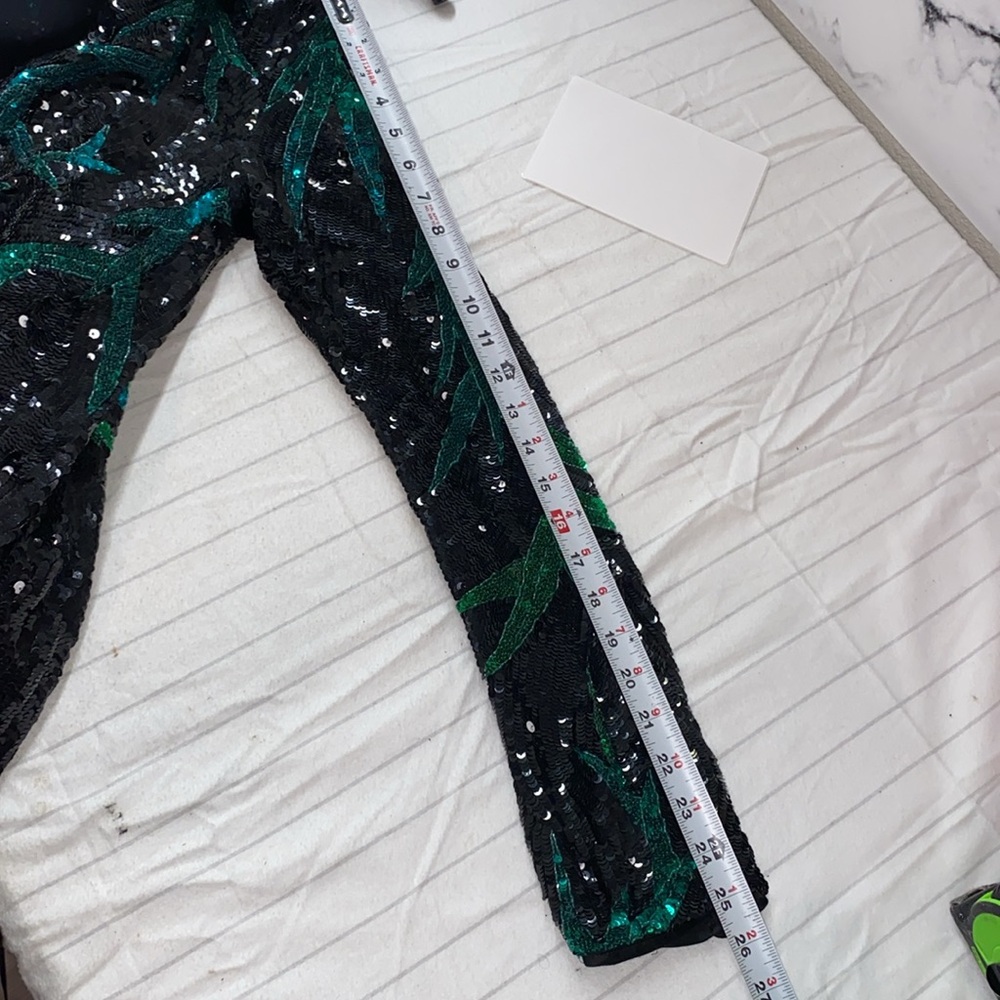 ATTICO Elegant‎ Sequin Wrap Dress Black and Green, Long Sleeve Maxi Dress Size40 - Picture 17 of 17
